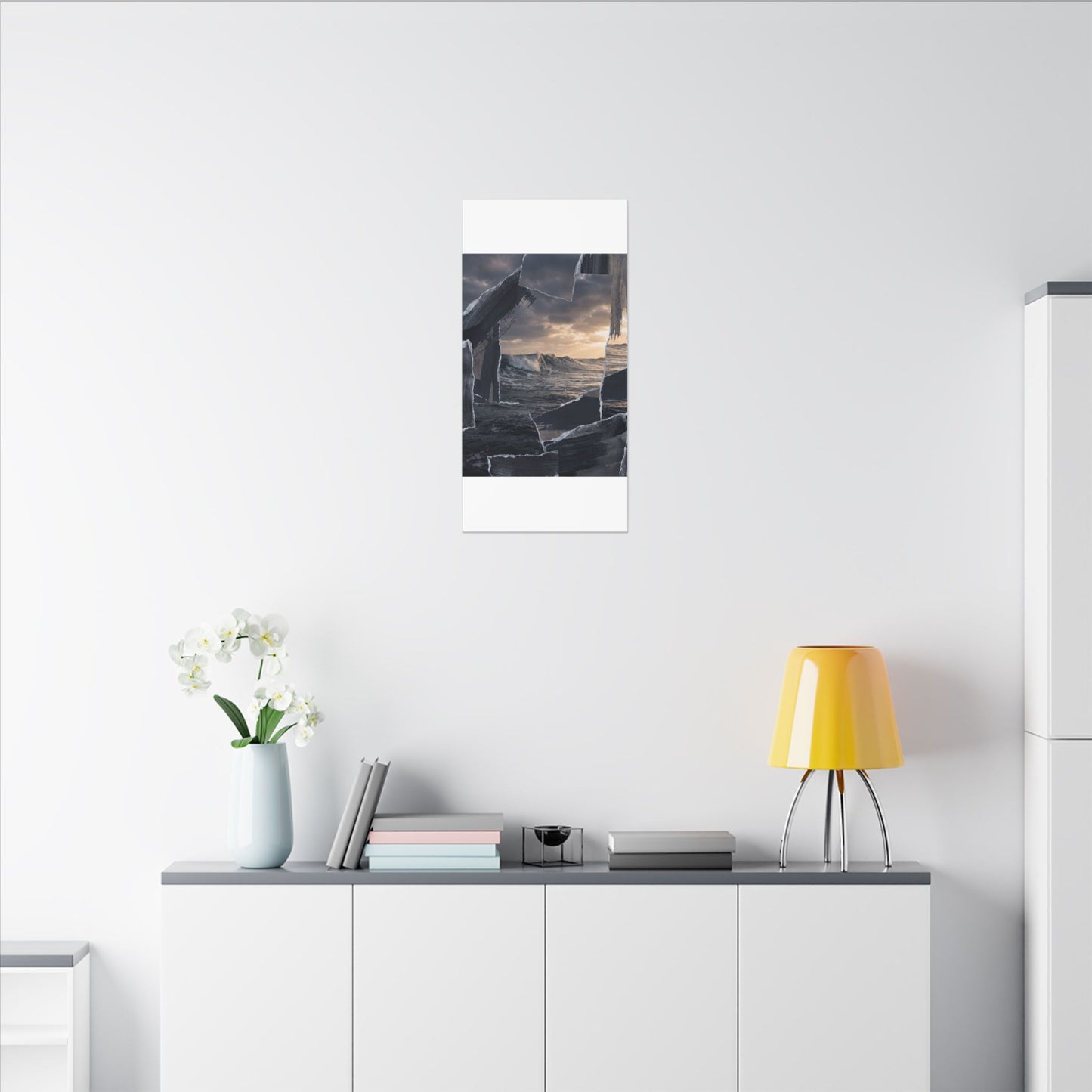 Fukinsei Ocean Wave Canvas Art - Dark Japandi Shadow Zen