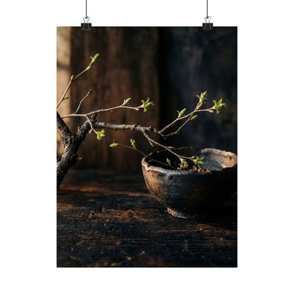 Ceramic Bowl Spring Wall Art Print | Dark Japandi Sophisticated Design Art Print