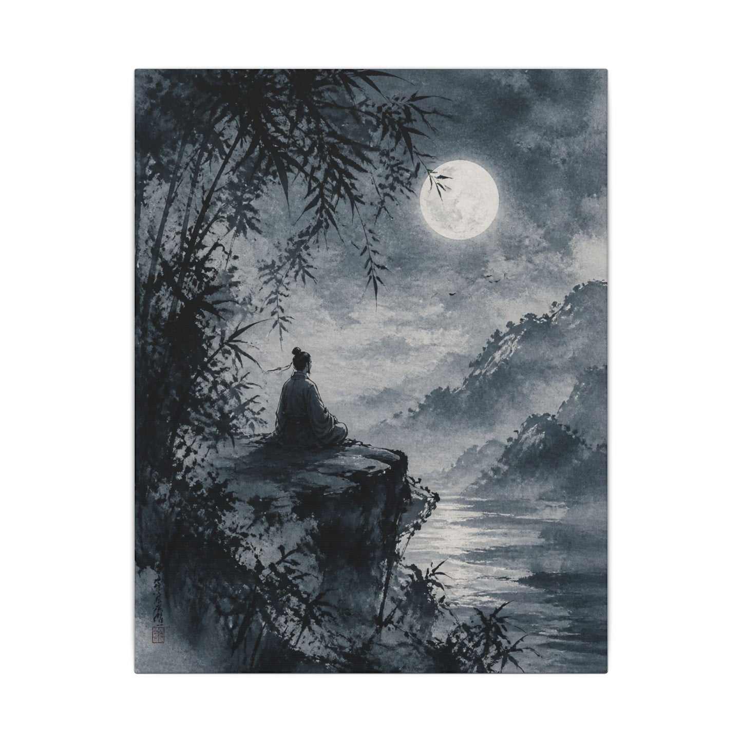 Ink Brushstroke Sumi E Canvas Art | Serene Zen Art