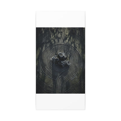 Moody Rock Garden Canvas Art - Dark Texture Dark Japandi
