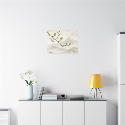 Spring Mountain Mist Watercolor Canvas Art | Cozy Decor