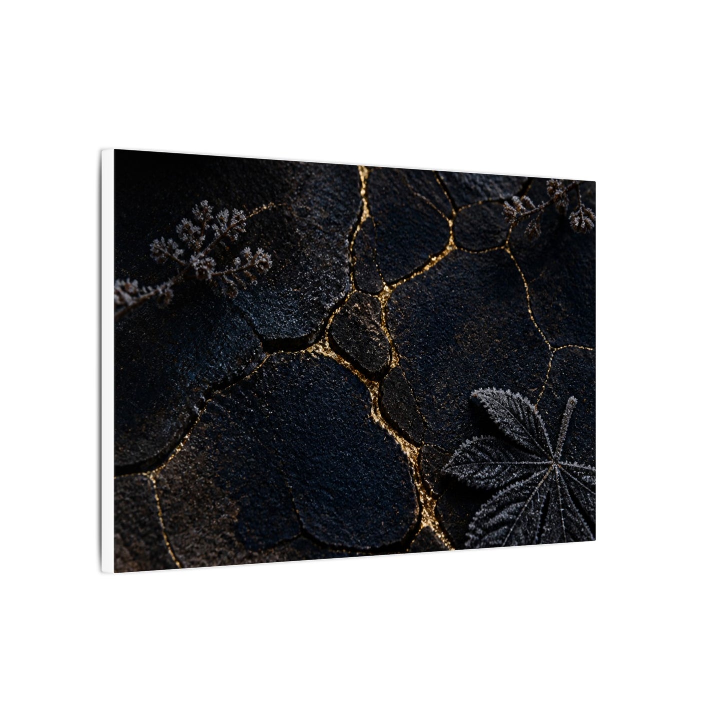 Candlelight Cracked Earth Canvas Art - Dark Japandi Ma
