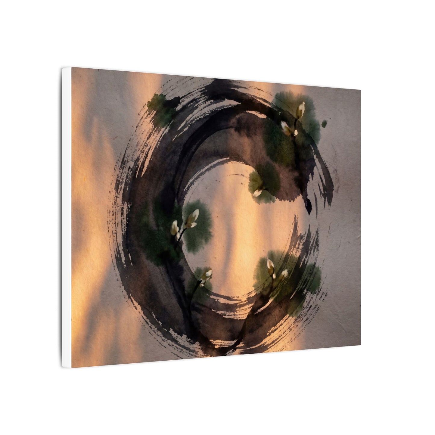 Ink Brushstroke Spring Canvas Art | Dark Japandi Bold Design