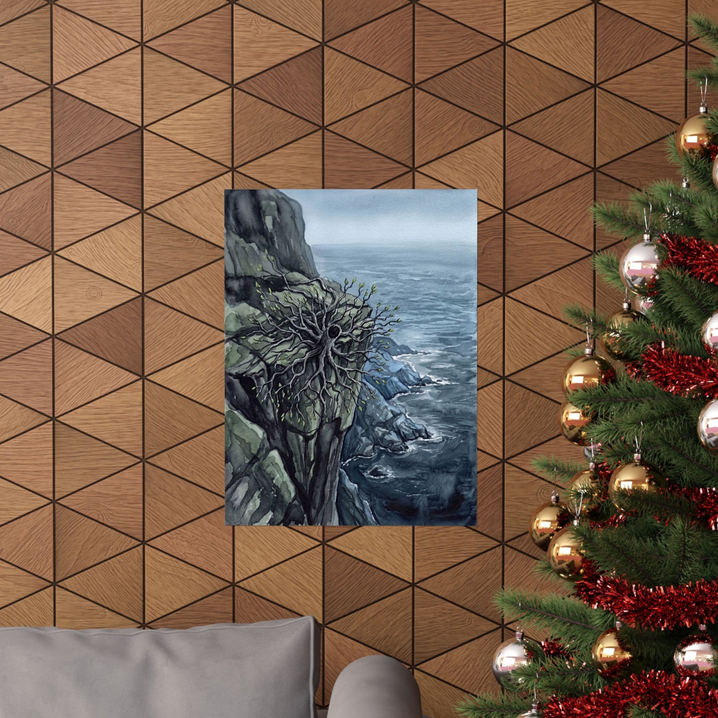 Pine Tree Watercolor Wall Art Print | Elegant Japandi Art