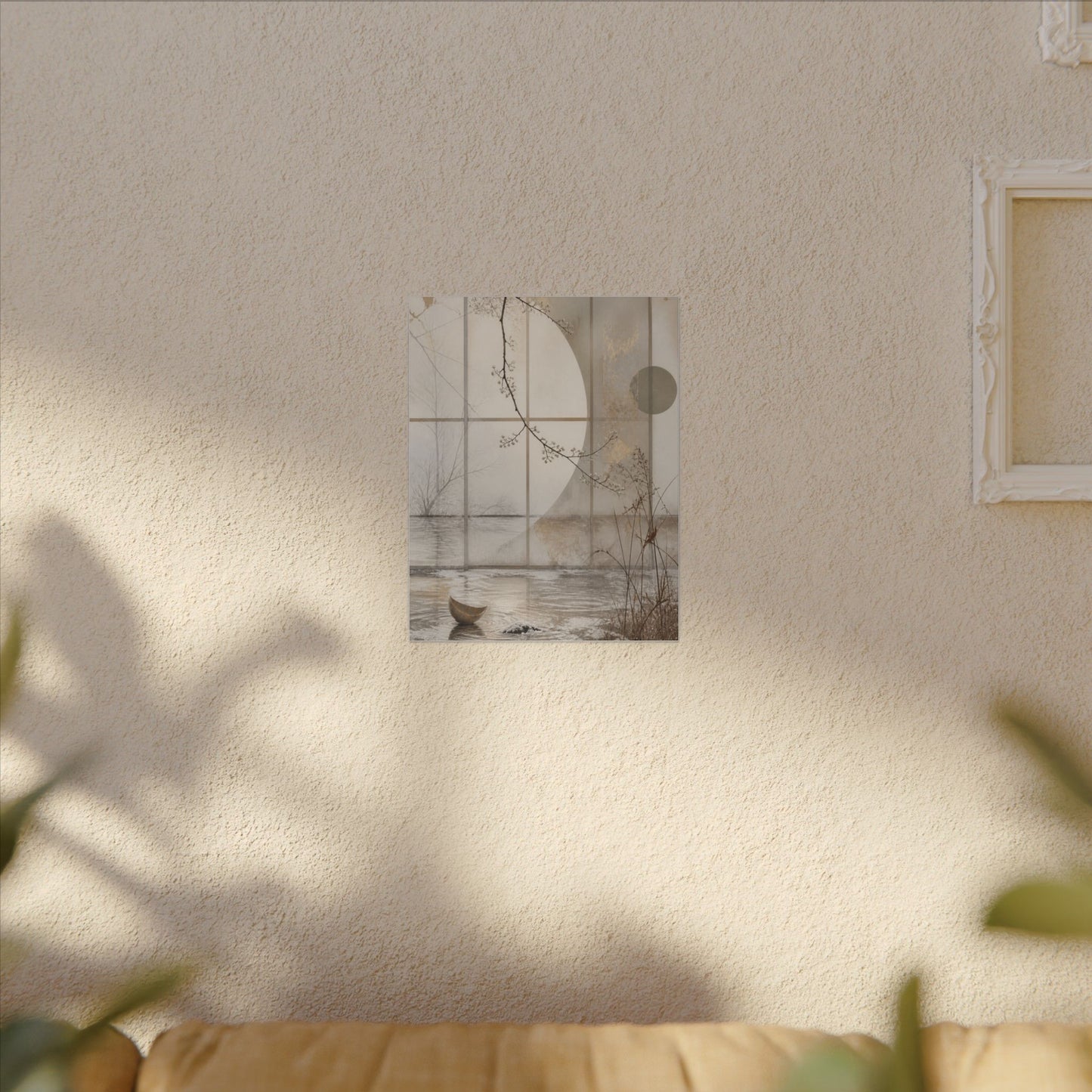 Winter Shoji Screen Japanese Pattern Canvas Art | Elegant Decor