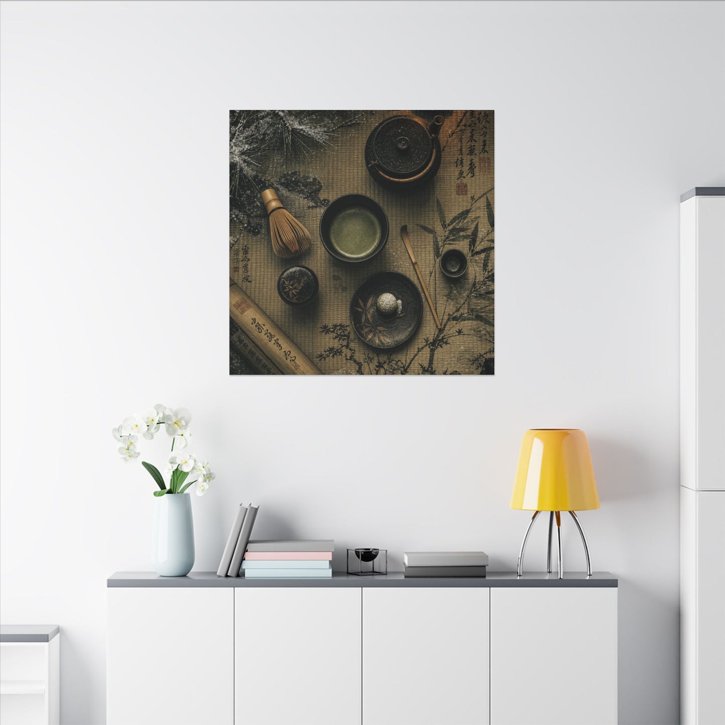 Tea Ceremony Canvas Art | Winter Zen Ukiyo E Inspired Art