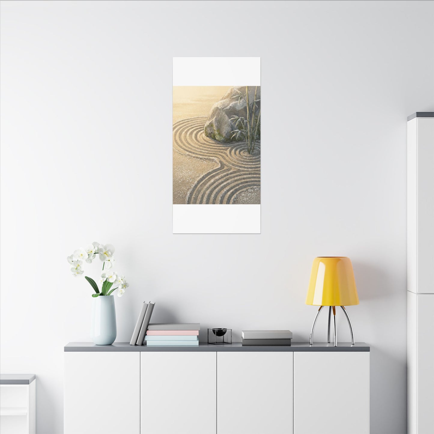 Rock Garden Winter Canvas Art | Zen Peaceful Design