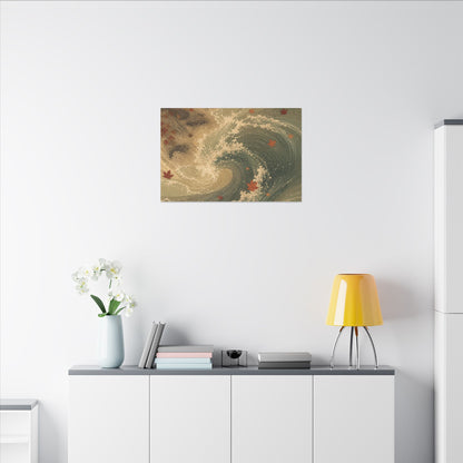 Japandi Ocean Wave in Candlelight | Japanese Pattern Canvas Art