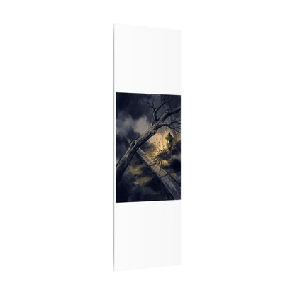 Dark Japandi Moonlit Garden in Golden Hour | Charcoal Ink Canvas Art