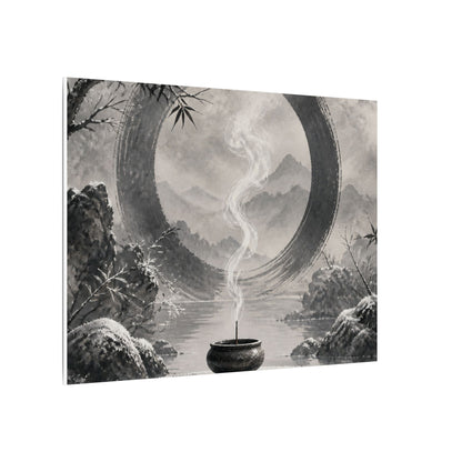 Incense Smoke Canvas Art | Winter Zen Sumi E Art
