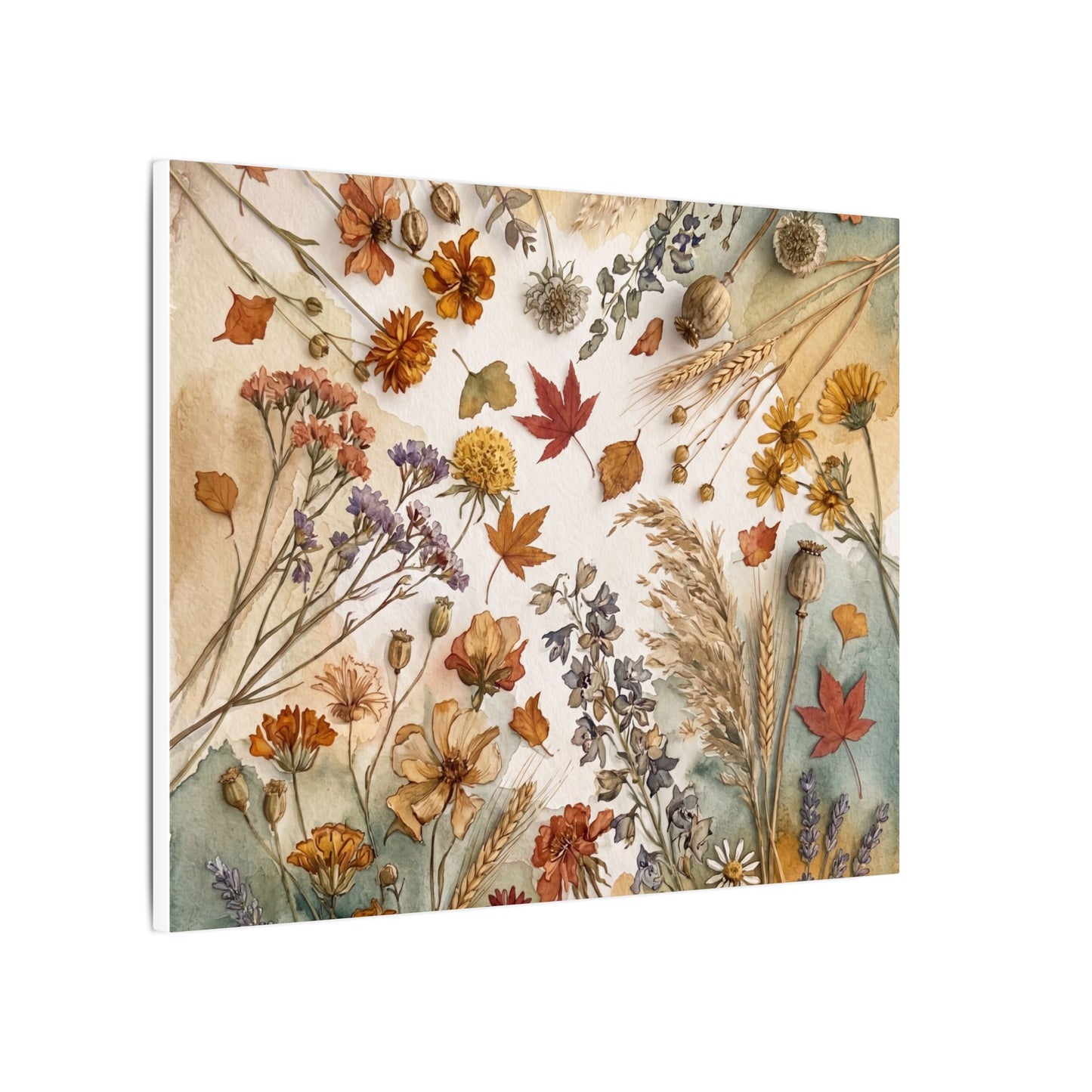Dried Flowers Canvas Art | Autumn Japandi Watercolor Art