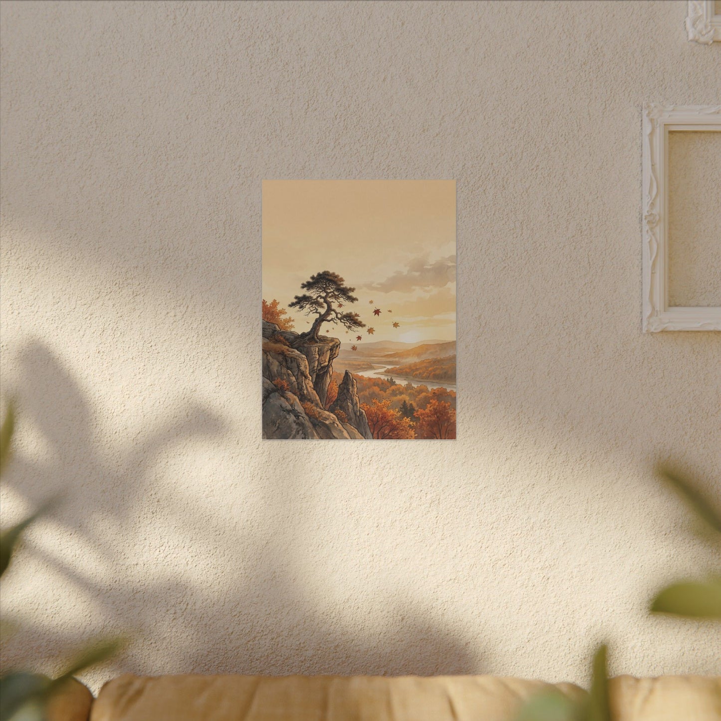 Pine Tree Autumn Canvas Art | Japandi Warm Design