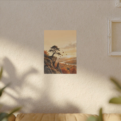 Pine Tree Autumn Canvas Art | Japandi Warm Design