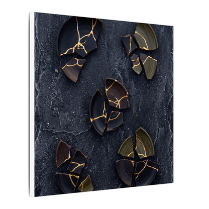 Broken Pottery Canvas Art | Winter Dark Japandi Shadow Zen Art
