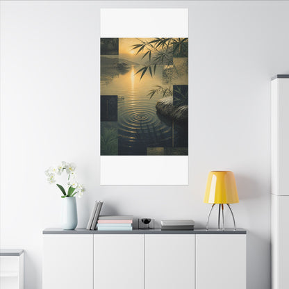 Zen Water Ripple in Golden Hour | Ukiyo E Inspired Canvas Art