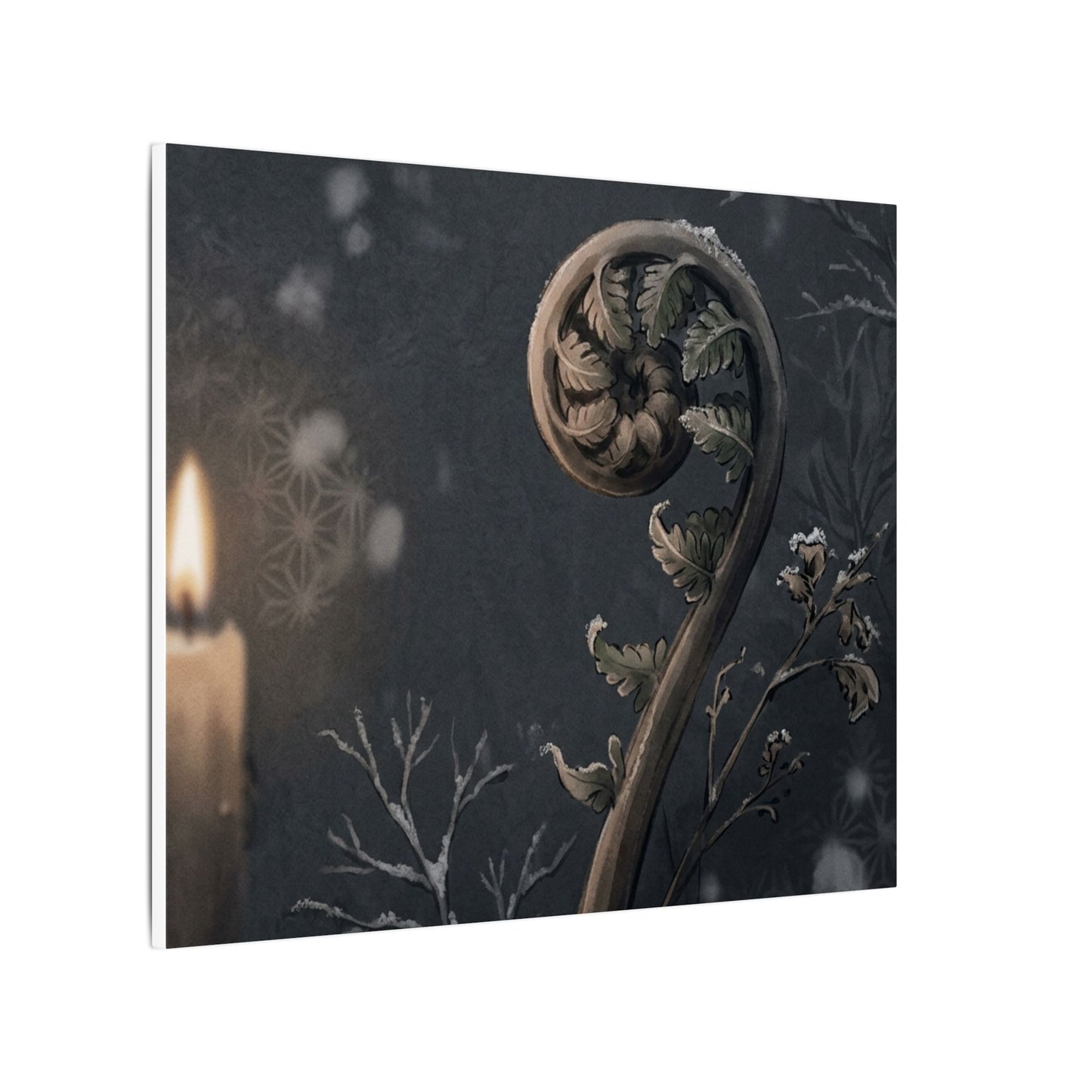 Candlelight Fern Unfurling Canvas Art - Japandi Ma