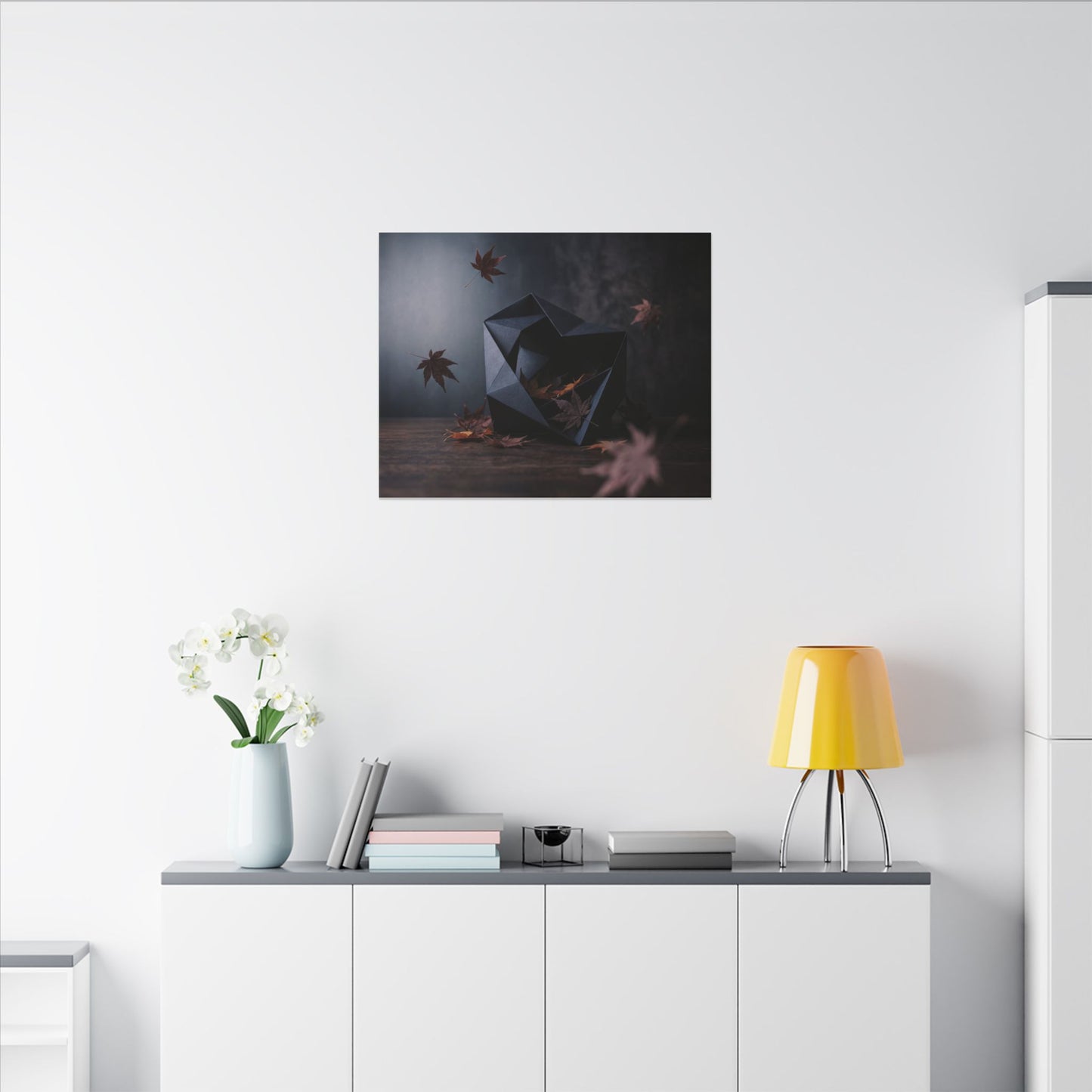 Dark Japandi Paper Fold in Dawn | Shadow Zen Canvas Art