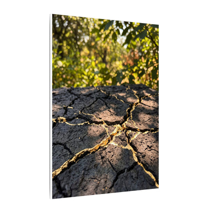 Shibui Cracked Earth Canvas Art - Kintsugi Gold Repair