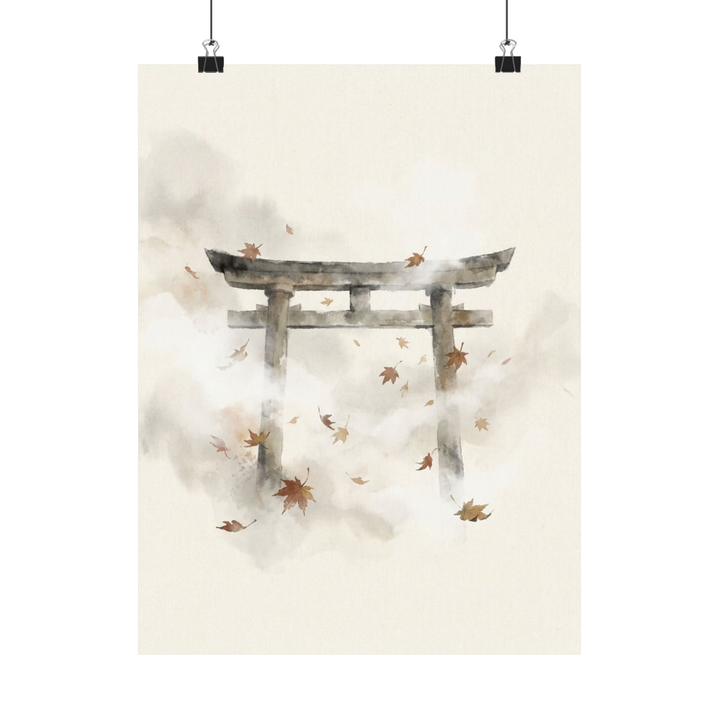 Calm Torii Gate Wall Art Print - Sumi E Zen