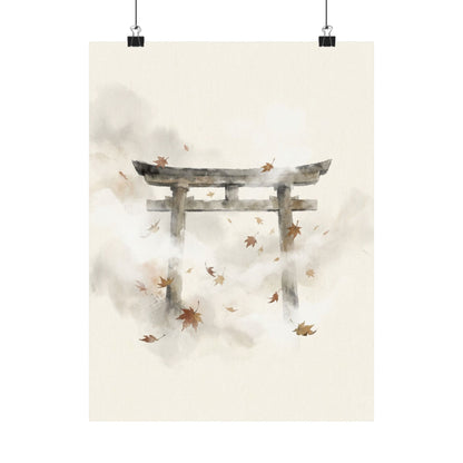 Calm Torii Gate Wall Art Print - Sumi E Zen
