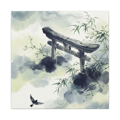 Torii Gate Sumi E Canvas Art | Serene Zen Art