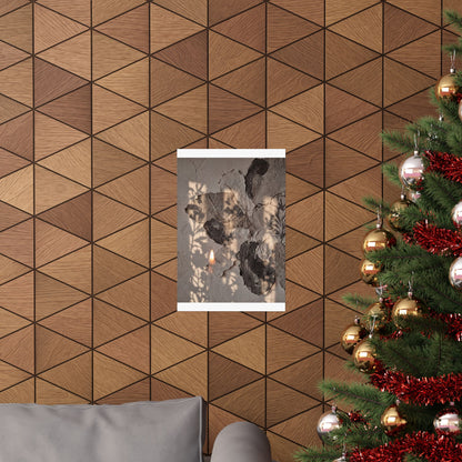 Japandi Shadow Play in Candlelight | Texture Wall Art Print
