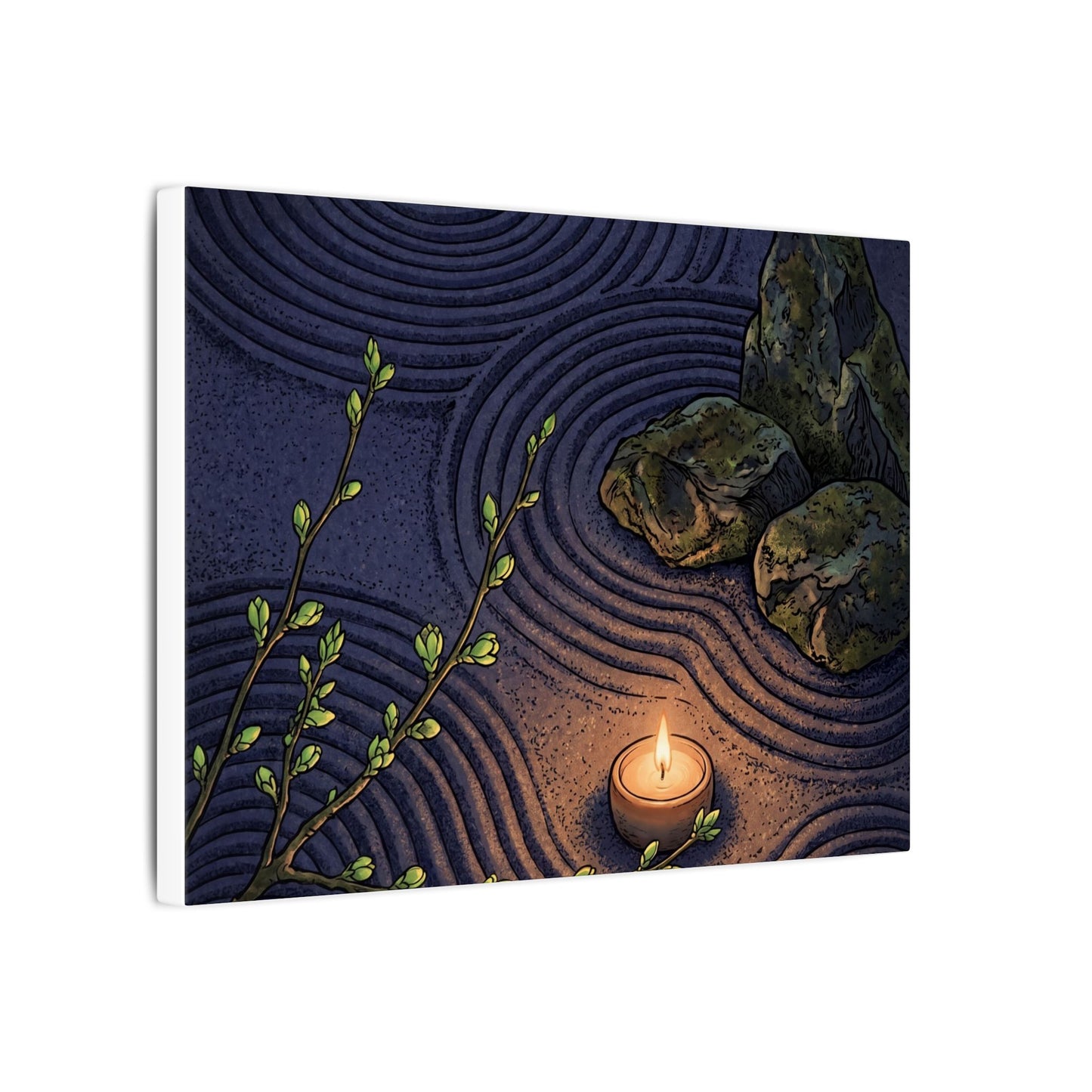 Mono No Aware Rock Garden Canvas Art - Zen Ukiyo E Inspired