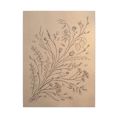 Dried Flowers Canvas Art | Spring Japandi Minimal Line Art