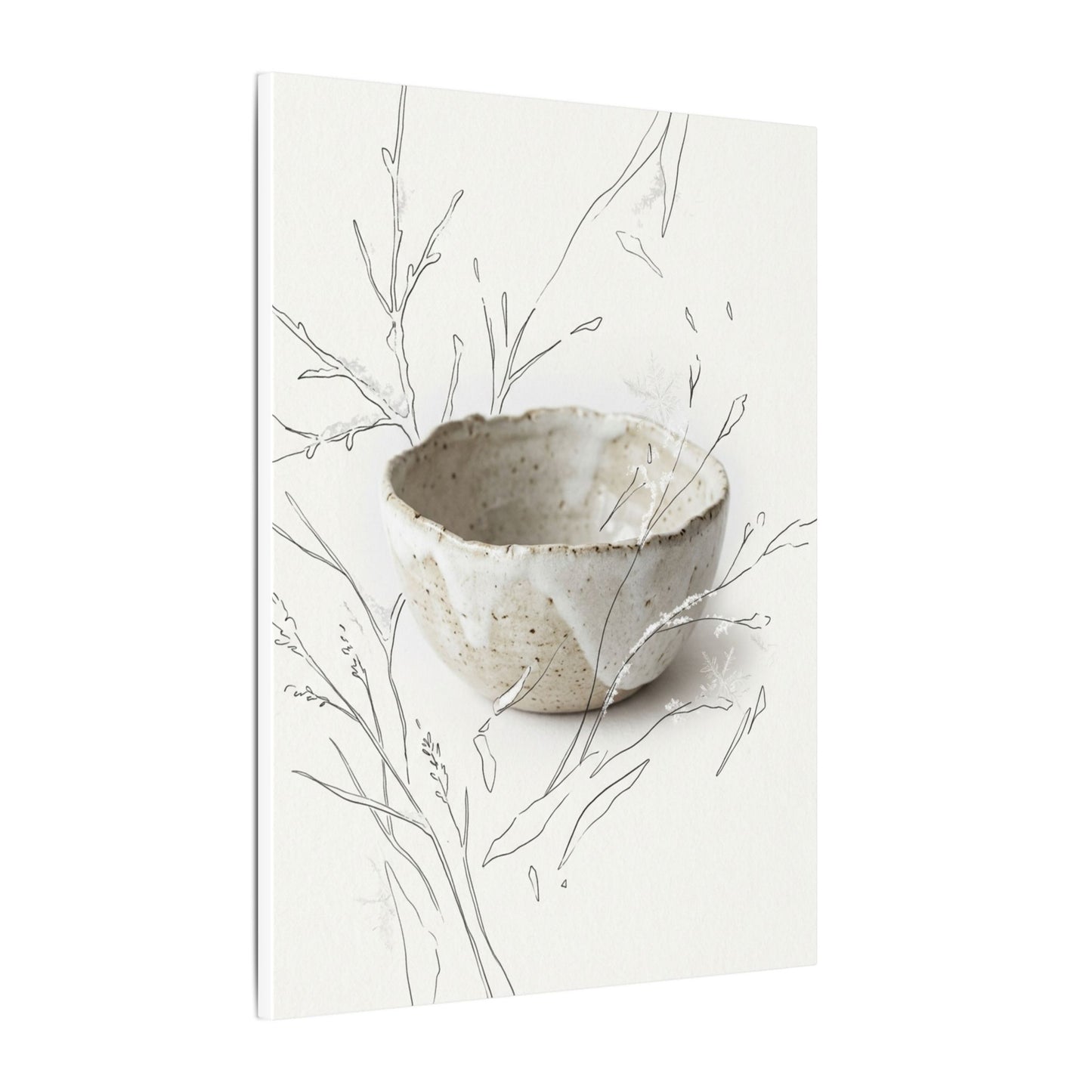 Neutral Ceramic Bowl Canvas Art - Minimal Line Japandi