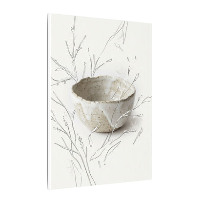 Neutral Ceramic Bowl Canvas Art - Minimal Line Japandi