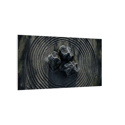 Moody Rock Garden Canvas Art - Dark Texture Dark Japandi