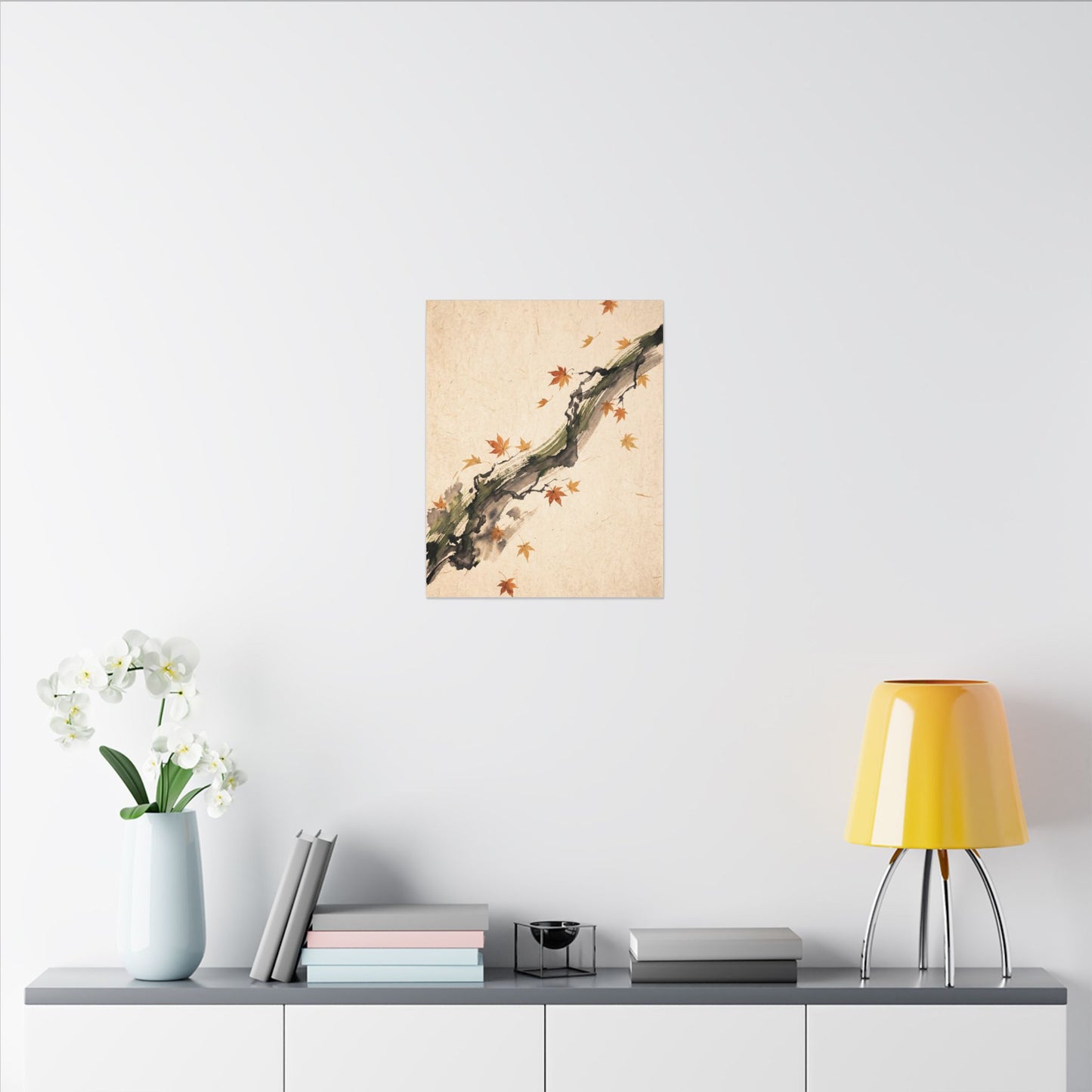 Ink Brushstroke Autumn Canvas Art | Zen Calm Design
