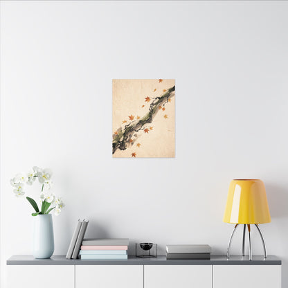 Ink Brushstroke Autumn Canvas Art | Zen Calm Design