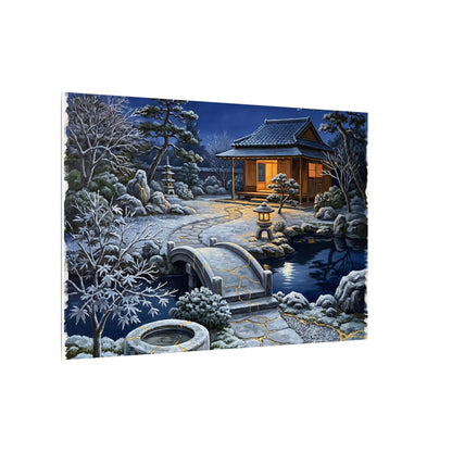 Moonlit Garden Winter Canvas Art | Kintsugi Artful Design