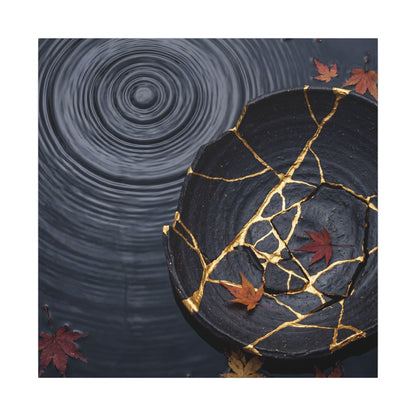 Philosophical Water Ripple Canvas Art - Gold Repair Kintsugi