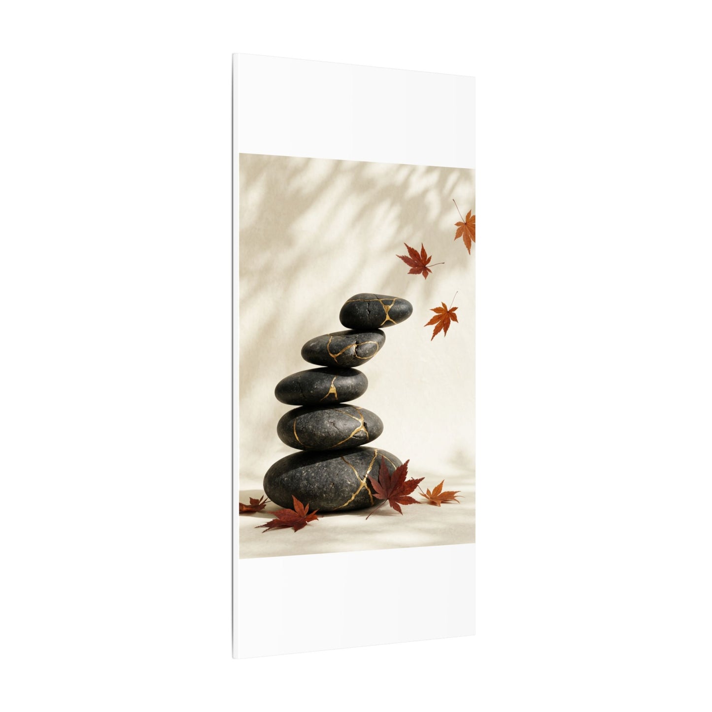 Kintsugi River Stones in Dappled | Crackle Gold Canvas Art