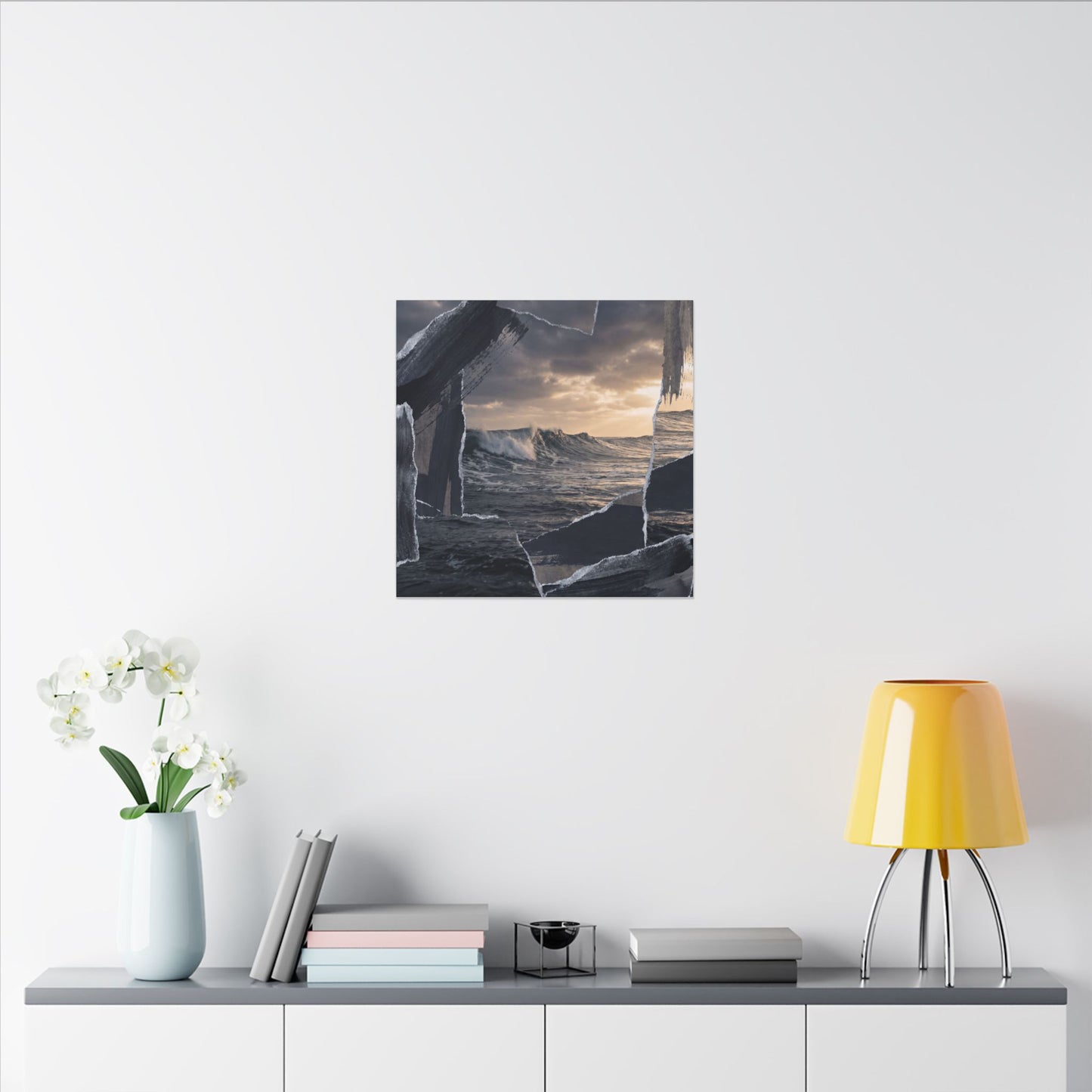 Fukinsei Ocean Wave Canvas Art - Dark Japandi Shadow Zen
