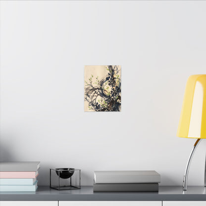 Ma Shadow Play Canvas Art - Dark Japandi Charcoal Ink