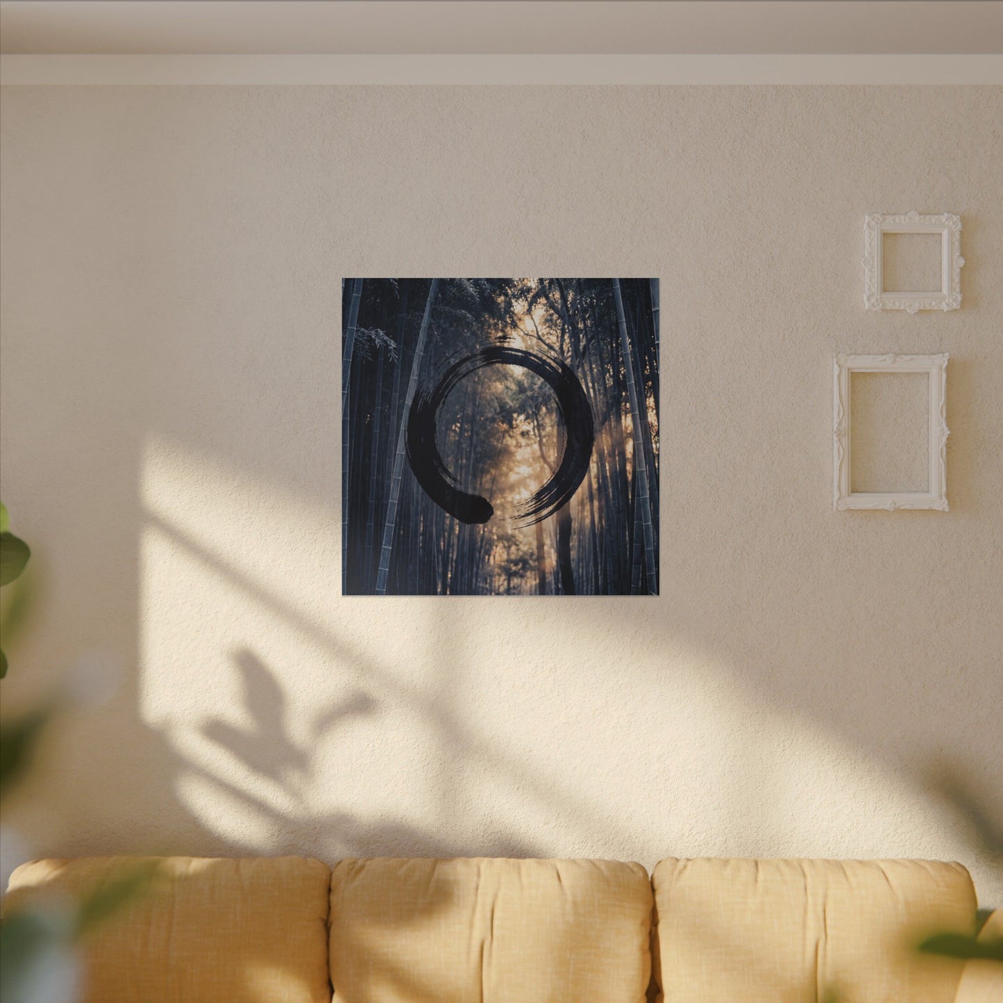 Bamboo Grove Canvas Art | Winter Zen Enso Art