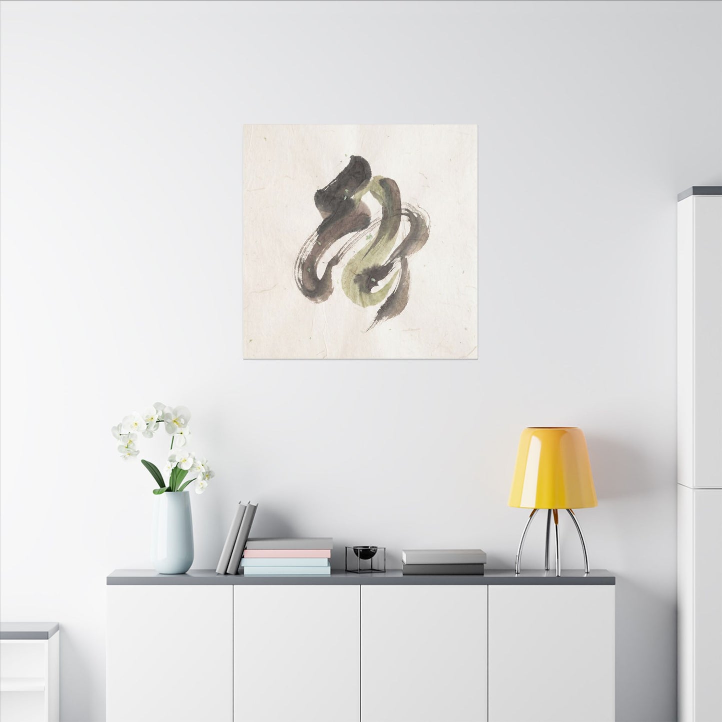 Ink Brushstroke Canvas Art | Spring Japandi Japanese Pattern Art