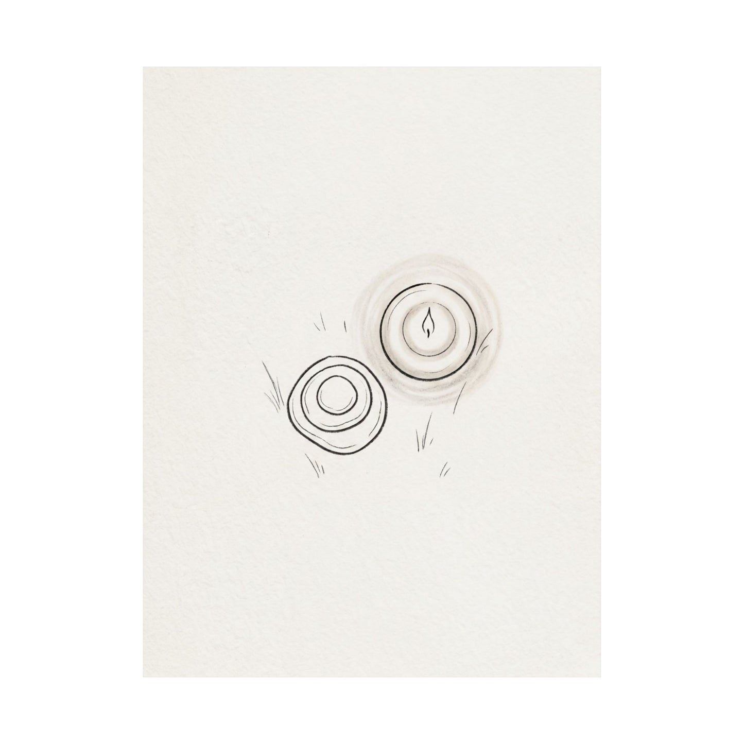 River Stones Minimal Line Wall Art Print | Neutral Japandi Art