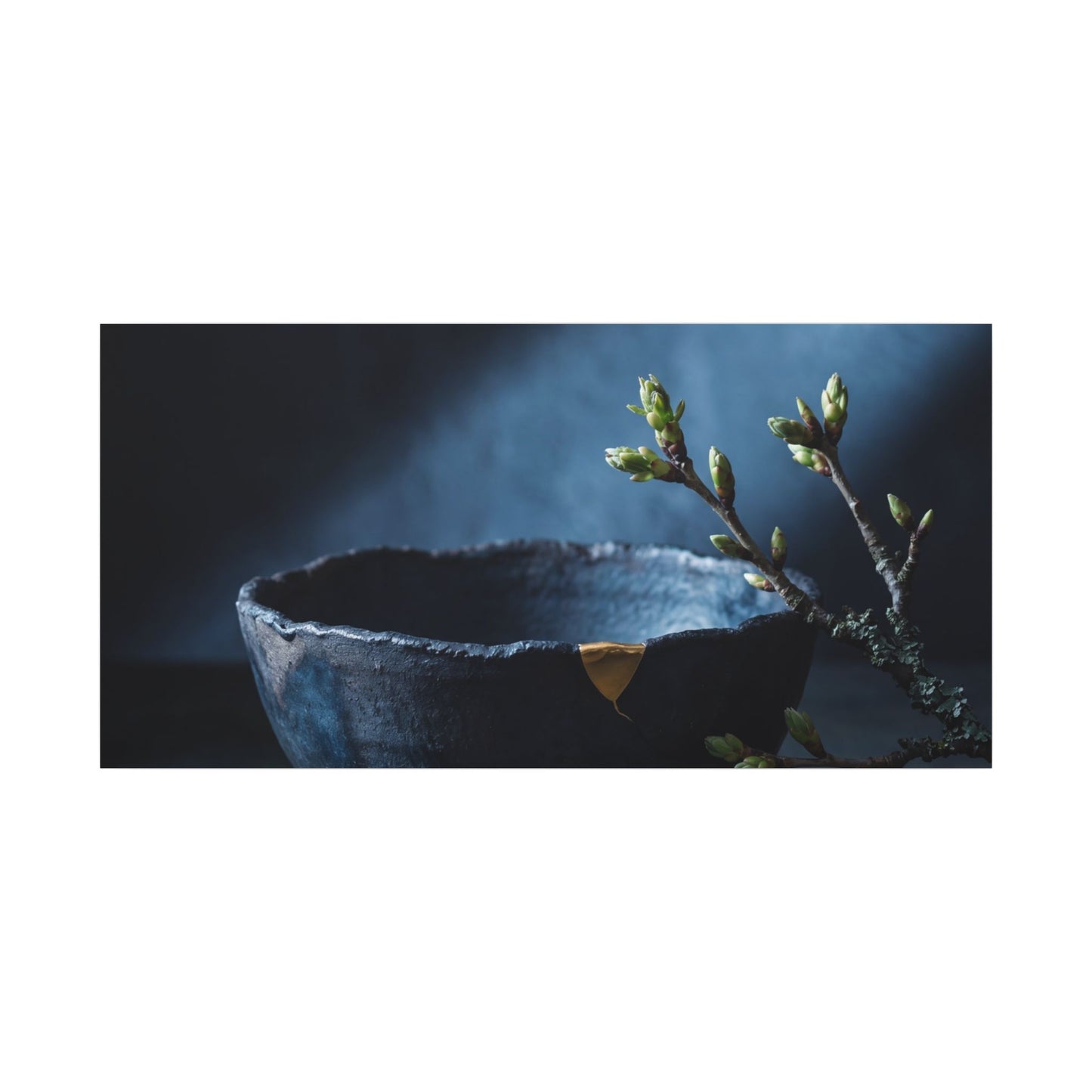 Ceramic Bowl Shadow Zen Canvas Art | Sophisticated Dark Japandi Art