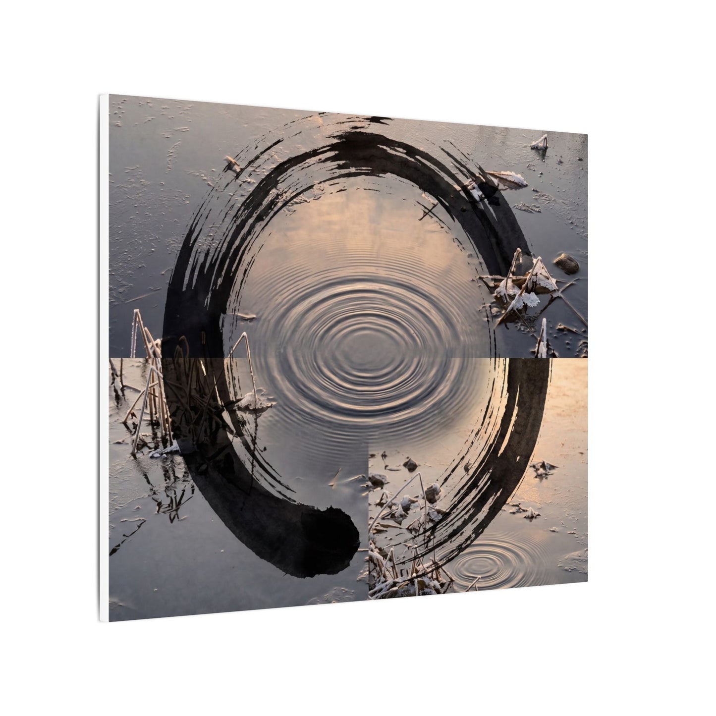 Winter Water Ripple Enso Canvas Art | Tranquil Decor