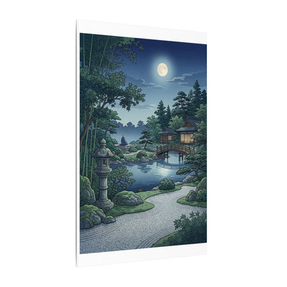 Summer Moonlit Garden Ukiyo E Inspired Canvas Art | Serene Decor