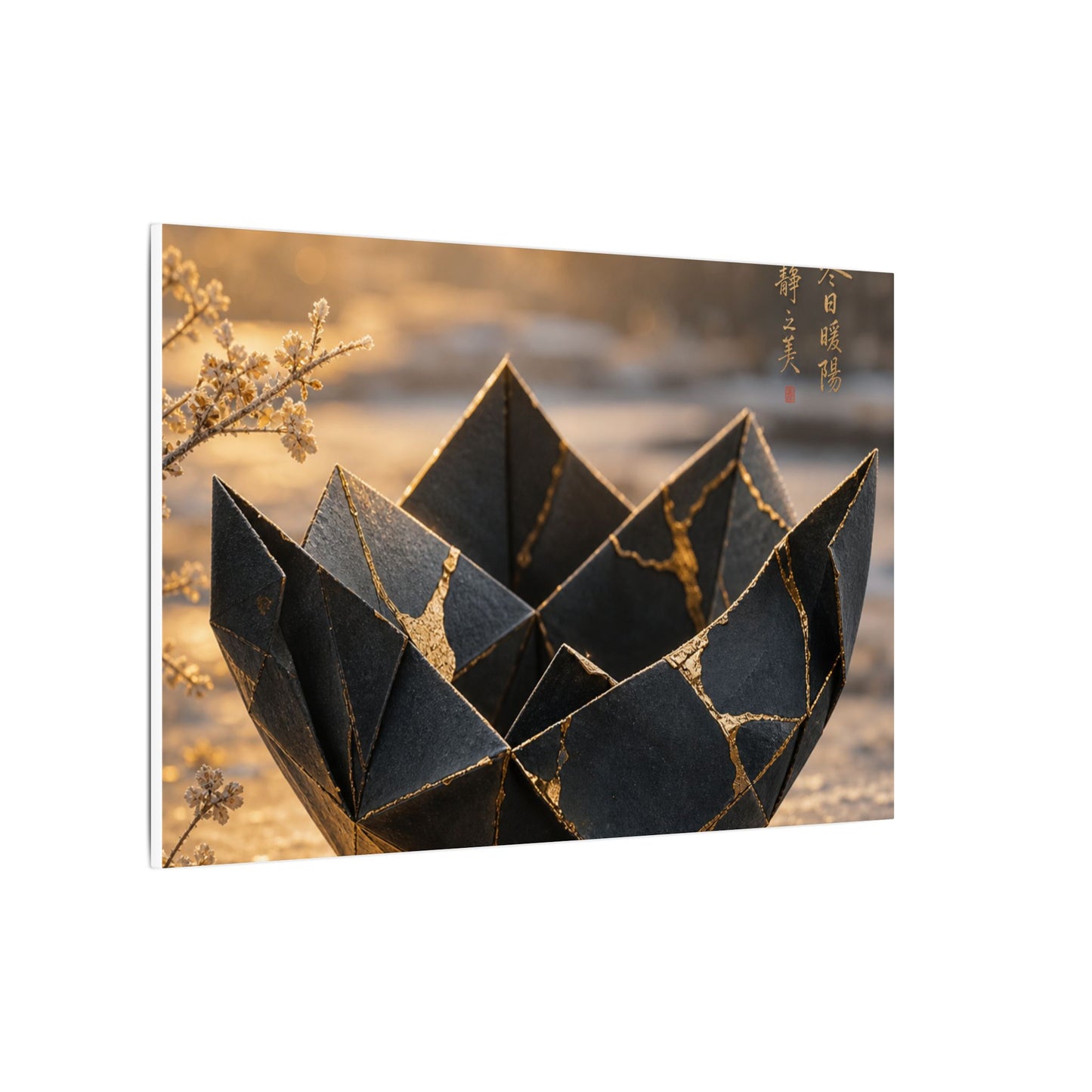 Kintsugi Paper Fold in Golden Hour | Gold Repair Canvas Art