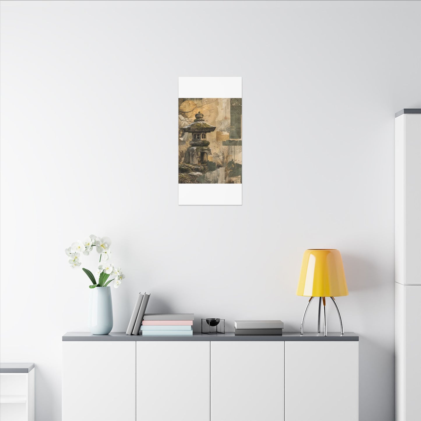 Elegant Stone Lantern Canvas Art - Texture Japandi