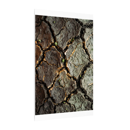 Earthy Cracked Earth Canvas Art - Japanese Pattern Japandi