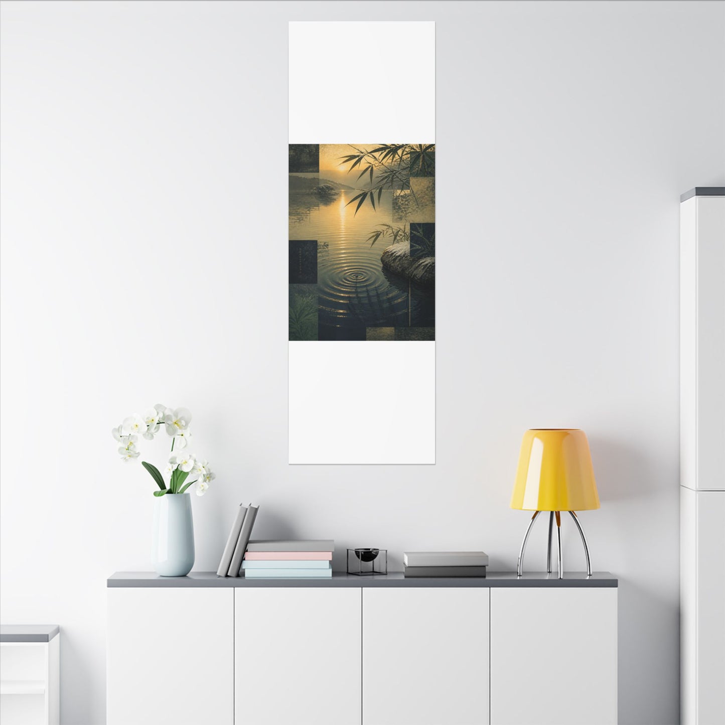 Zen Water Ripple in Golden Hour | Ukiyo E Inspired Canvas Art