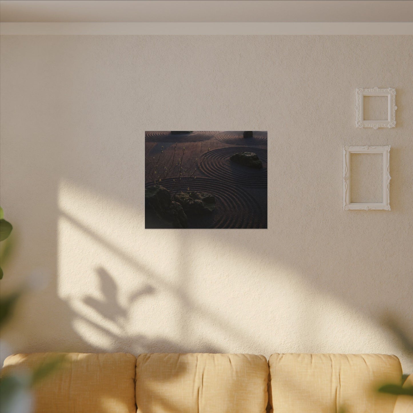 Spring Rock Garden Shadow Zen Canvas Art | Luxurious Decor