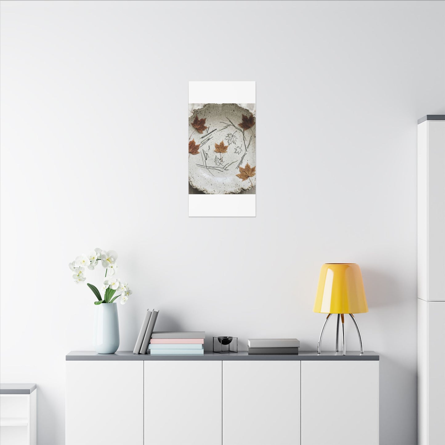Ceramic Bowl Autumn Canvas Art | Japandi Elegant Design